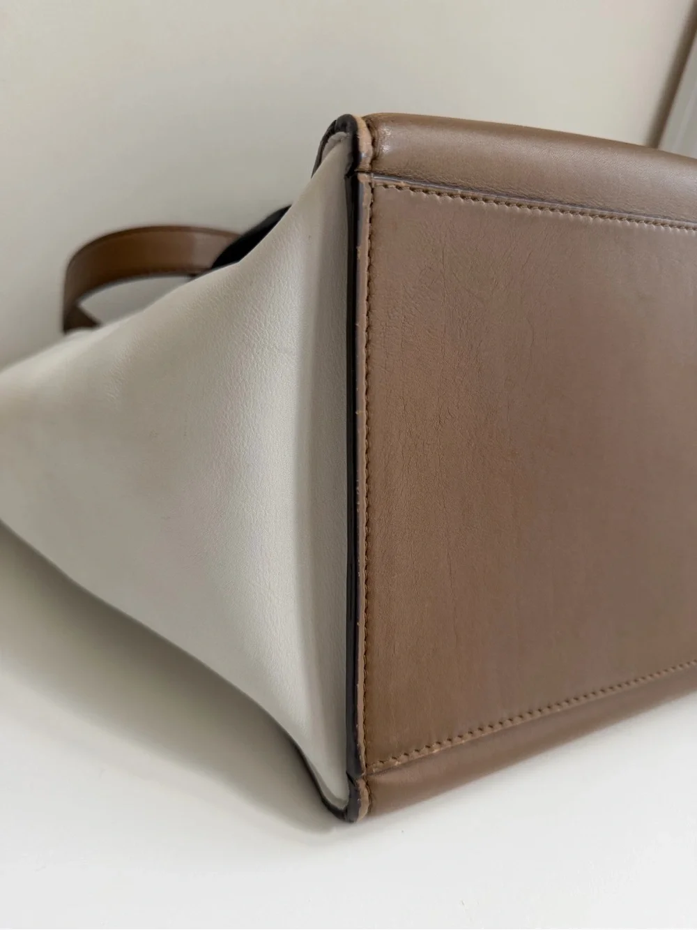 Authentic CELINE Medium Trapeze Tricolor Leather Suede Handbag